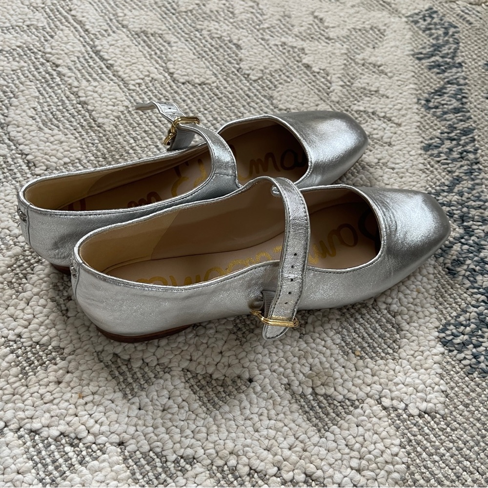 Sam Edelman Metallic Silver Mary Jane Flats - Picture 5 of 11